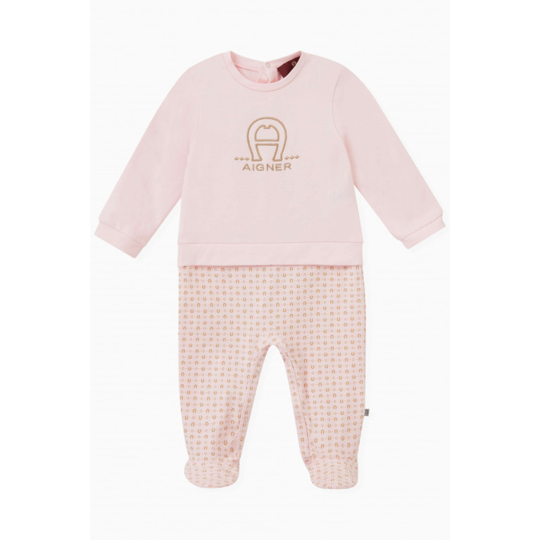 AIGNER - Logo Overall in Stretch Cotton Pink