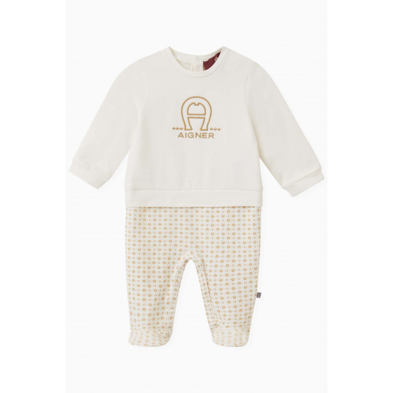AIGNER - Logo Overall in Stretch Cotton Neutral