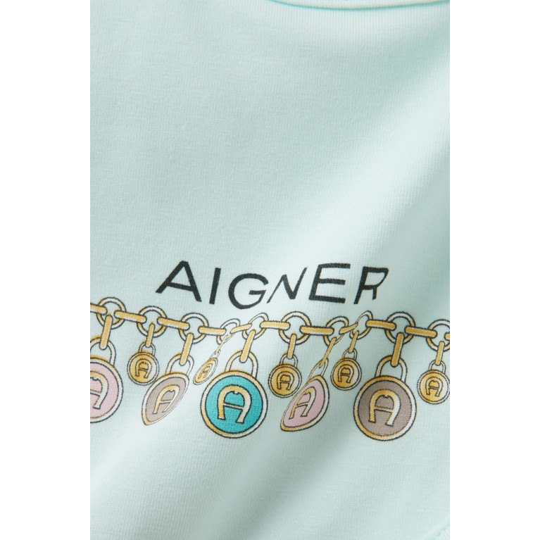 AIGNER - Logo Print Bib in Pima Cotton Blue