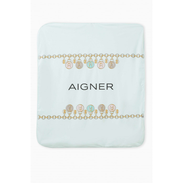 AIGNER - Logo Baby Blanket in Cotton Blue