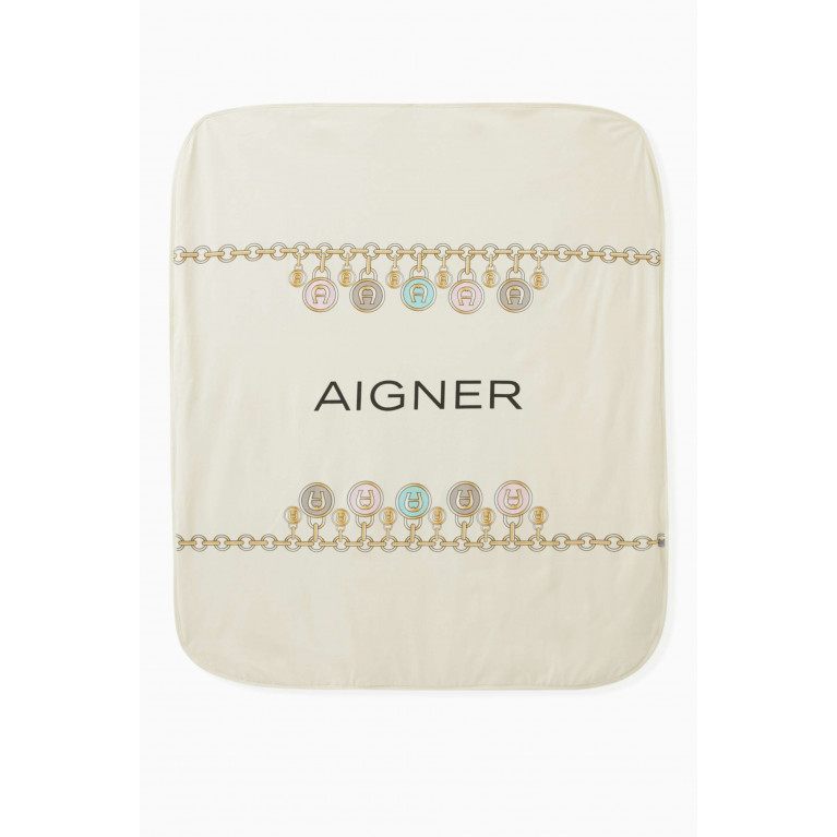 AIGNER - Logo Baby Blanket in Cotton Neutral