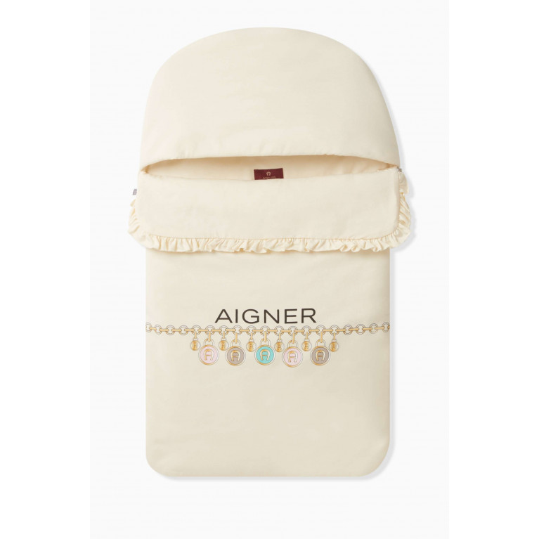 AIGNER - Logo Print Sleeping Bag in Cotton Neutral