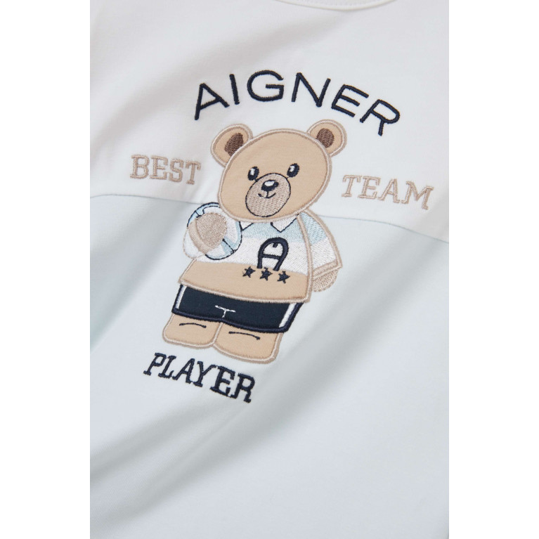 AIGNER - Bear Logo Overall in Stretch Cotton Blue