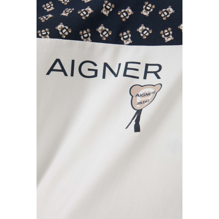 AIGNER - Logo Teddy Sleepsuit in Stretch Cotton Blue