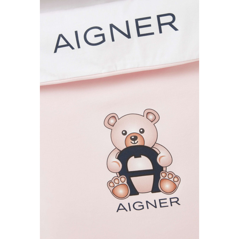 AIGNER - Bear Print Sleeping Bag in Cotton Pink