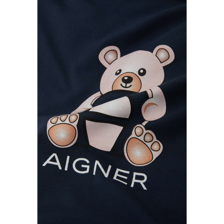 AIGNER - Bear Print Sleeping Bag in Cotton Blue