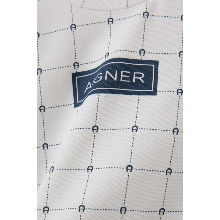 AIGNER - Monogram Overall in Stretch Cotton Blue