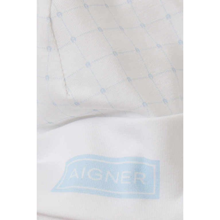 AIGNER - Logo Print Baby Cap in Cotton Blue