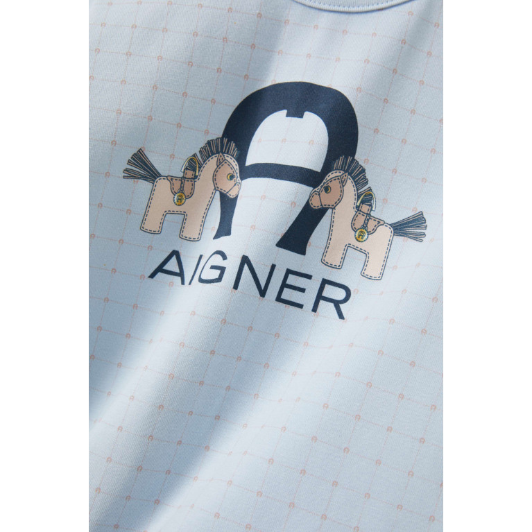 AIGNER - Graphic Logo Overall in Stretch Cotton Blue
