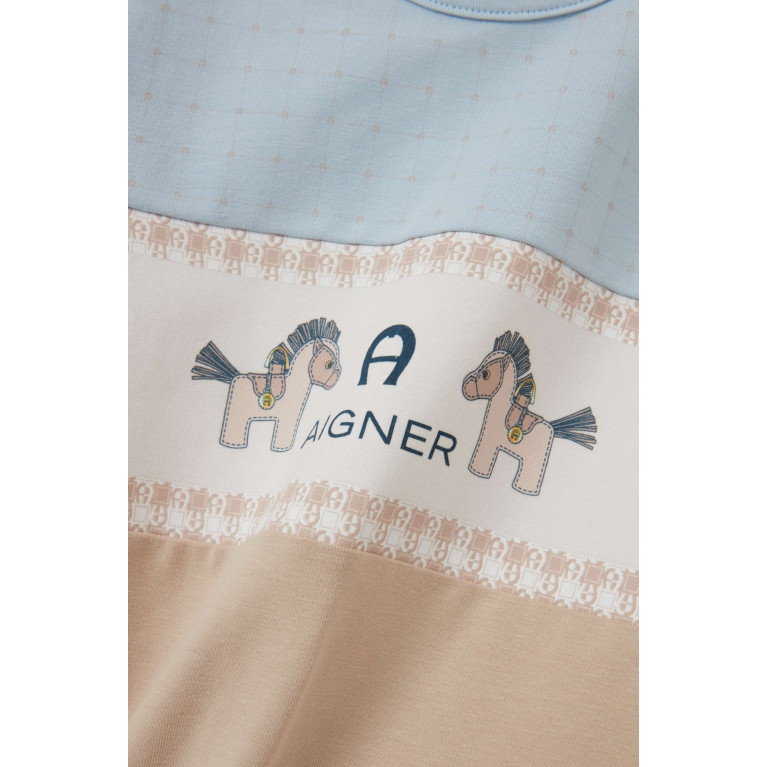 AIGNER - Tricolour Horse Logo Sleepsuit in Cotton