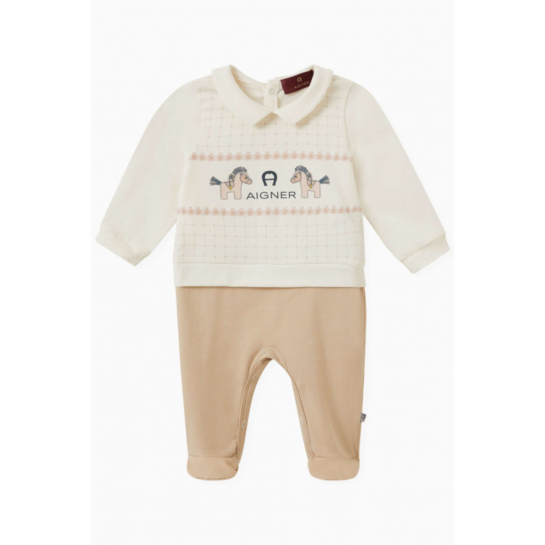 AIGNER - Horse Logo Overall in Stretch Cotton Neutral