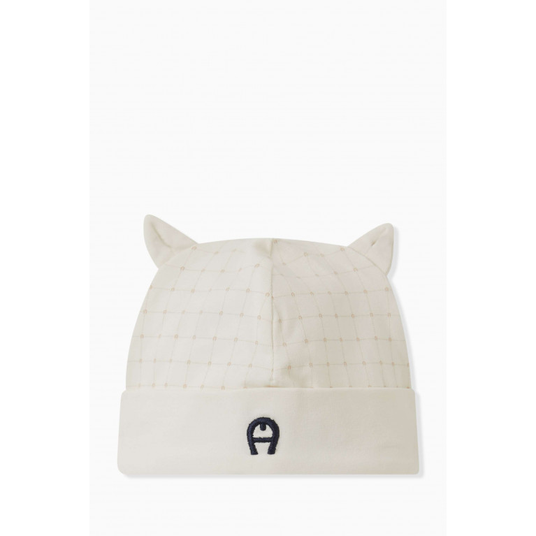 AIGNER - Logo Ear Baby Hat in Cotton Neutral