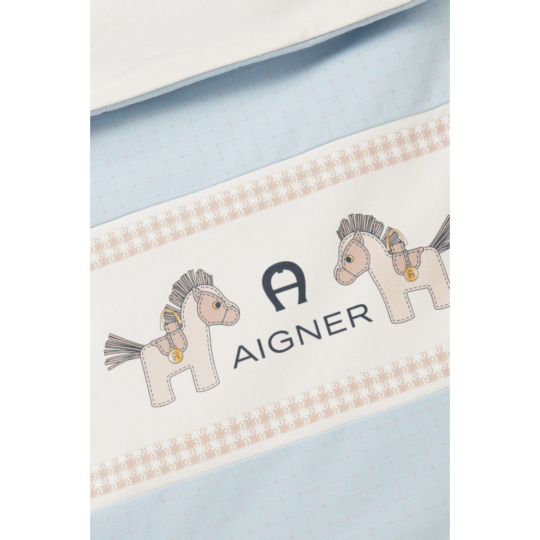 AIGNER - Horse Print Sleeping Bag in Cotton Blue