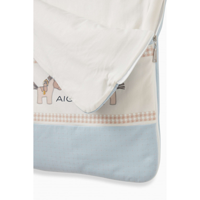 AIGNER - Horse Print Sleeping Bag in Cotton Blue