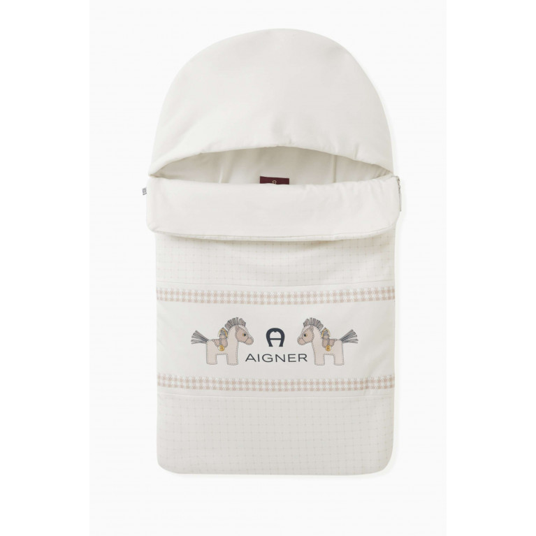 AIGNER - Horse Print Sleeping Bag in Cotton Neutral