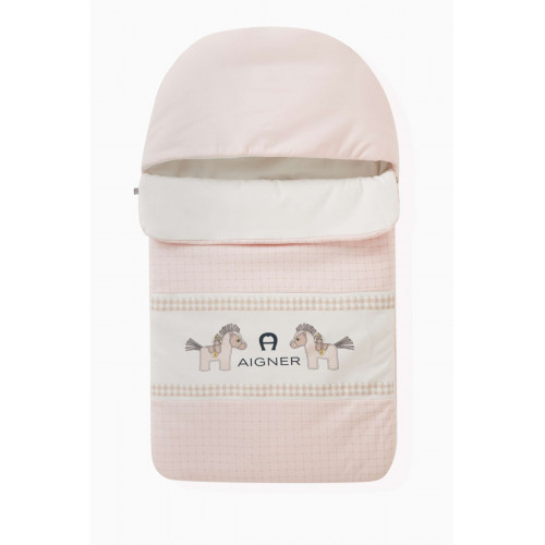 AIGNER - Horse Print Sleeping Bag in Cotton Pink