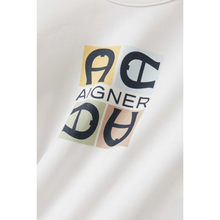 AIGNER - Graphic Logo Overall in Stretch Cotton White