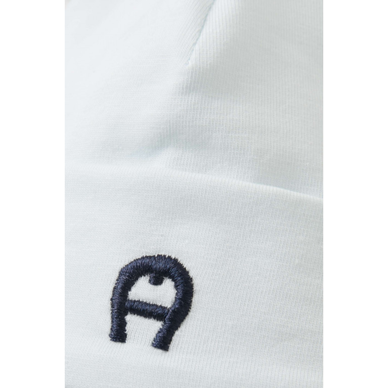 AIGNER - Embroidered Logo Baby Hat in Cotton Blue