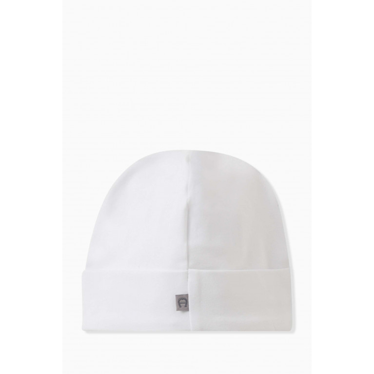 AIGNER - Embroidered Logo Baby Hat in Cotton White