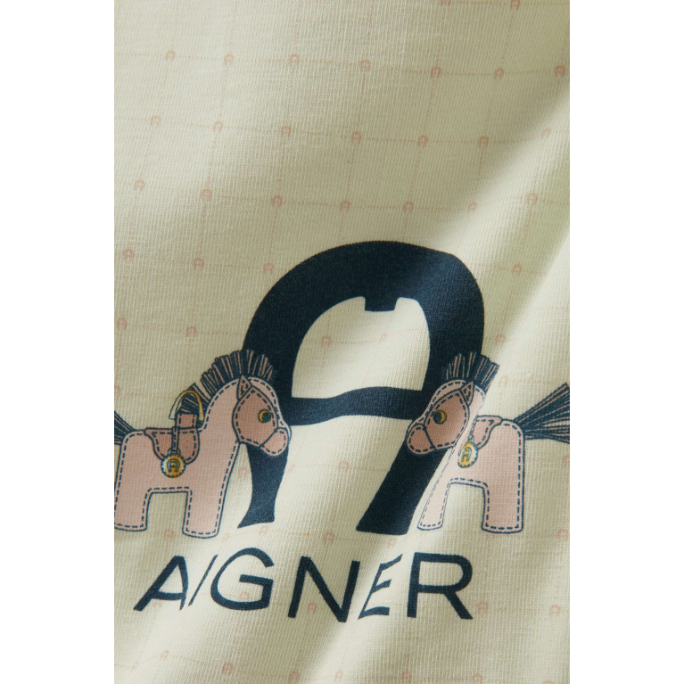 AIGNER - Logo Horse Print Bib in Cotton Blue
