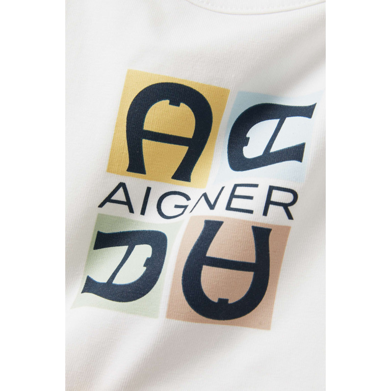 AIGNER - Logo Print Bib in Cotton White