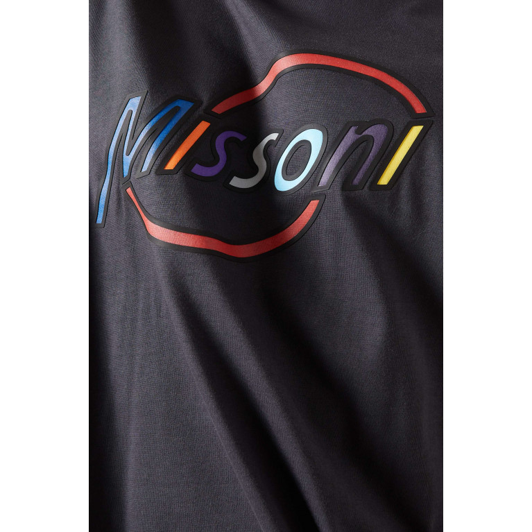 Missoni - Graphic Logo Print T-shirt in Cotton Blue