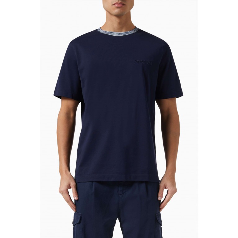 Missoni - Logo-embroidered T-shirt in Cotton Blue