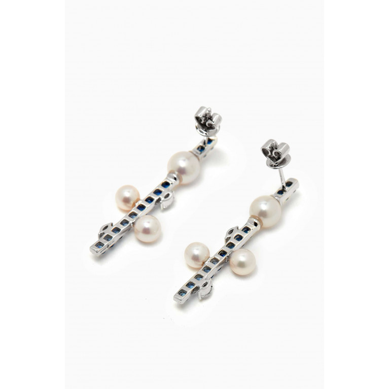 Damas - Symphony Harmony Pearl, Sapphires & Diamond Earrings in 18kt White Gold