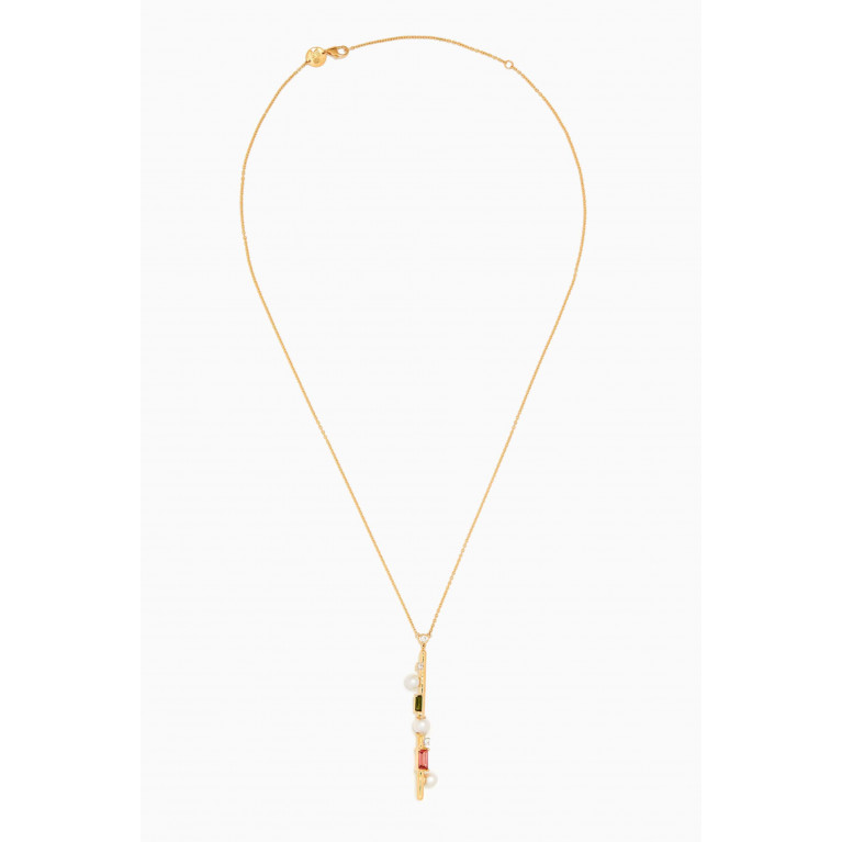 Damas - Symphony Pearl, Diamond & Tourmaline Necklace in 18kt Gold