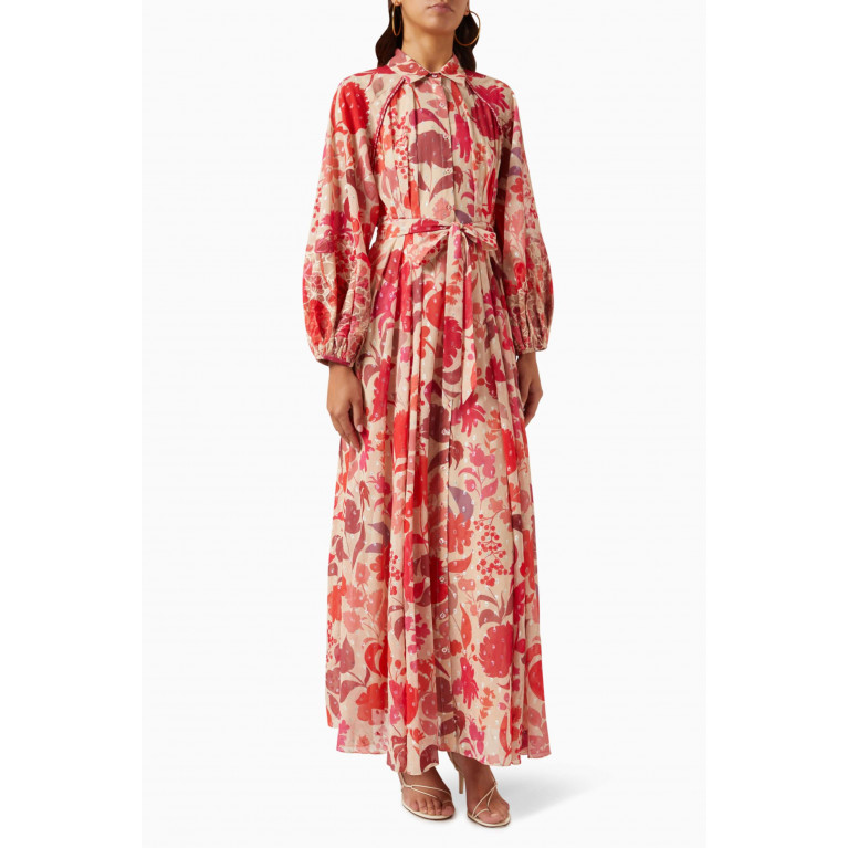 Kalico - Irene Floral-print Maxi Shirt Dress