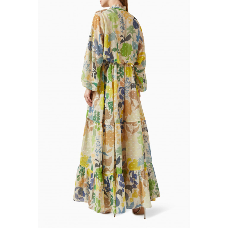 Kalico - Irene Floral-print Pleated Maxi Dress