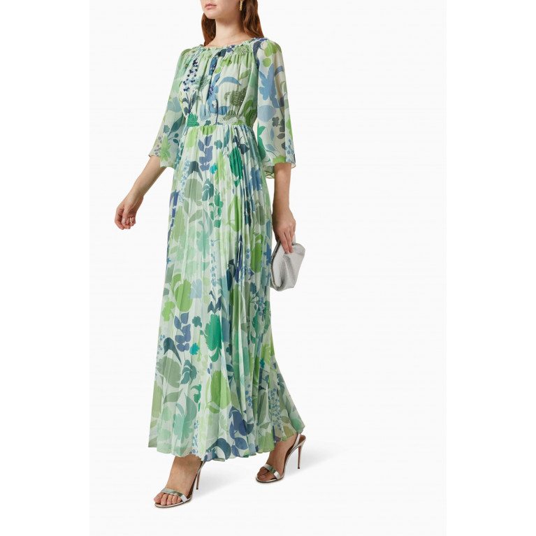 Kalico - Irene Floral-print Embellished Maxi Dress in Chiffon