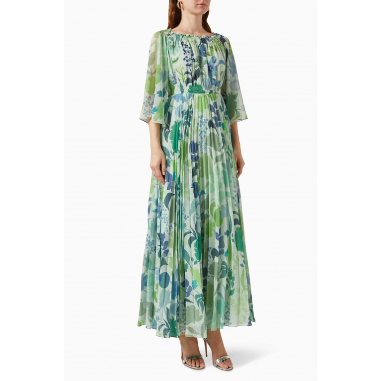 Kalico - Irene Floral-print Embellished Maxi Dress in Chiffon
