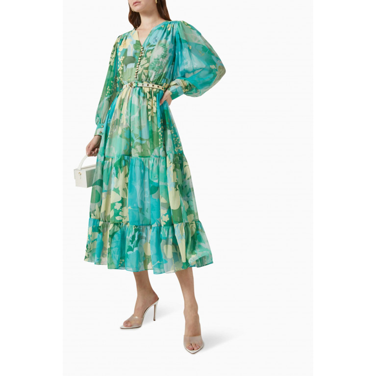 Kalico - Elora Floral-print Embellished Midi Dress