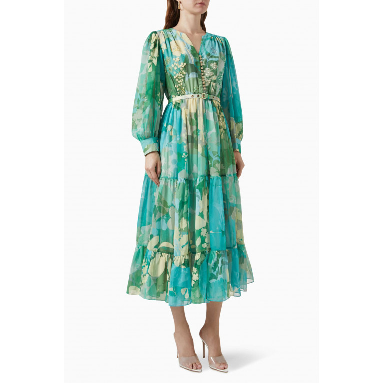 Kalico - Elora Floral-print Embellished Midi Dress