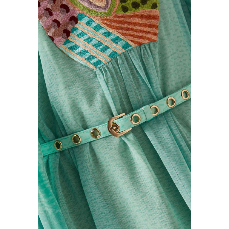 Kalico - Wren Embroidered Maxi Dress in Chiffon Green