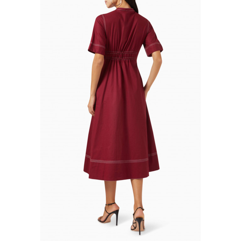 Notebook - Greta Shirt Dress in Cotton-poplin Red