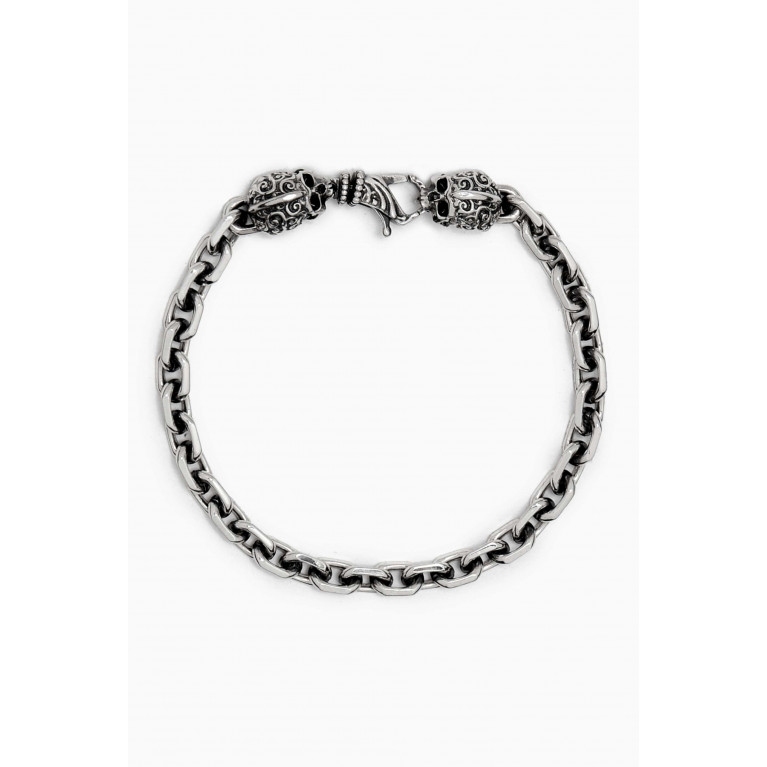 Emanuele Bicocchi - Small Cable-link Arabesque Skull Bracelet in Sterling Silver