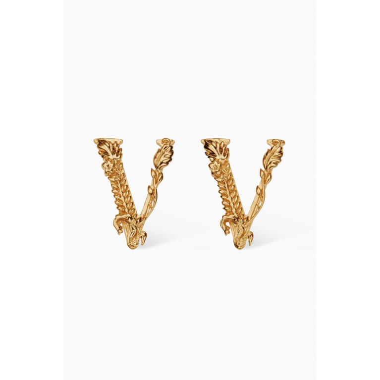 Versace - Virtus Stud Earrings in Gold-plated Brass