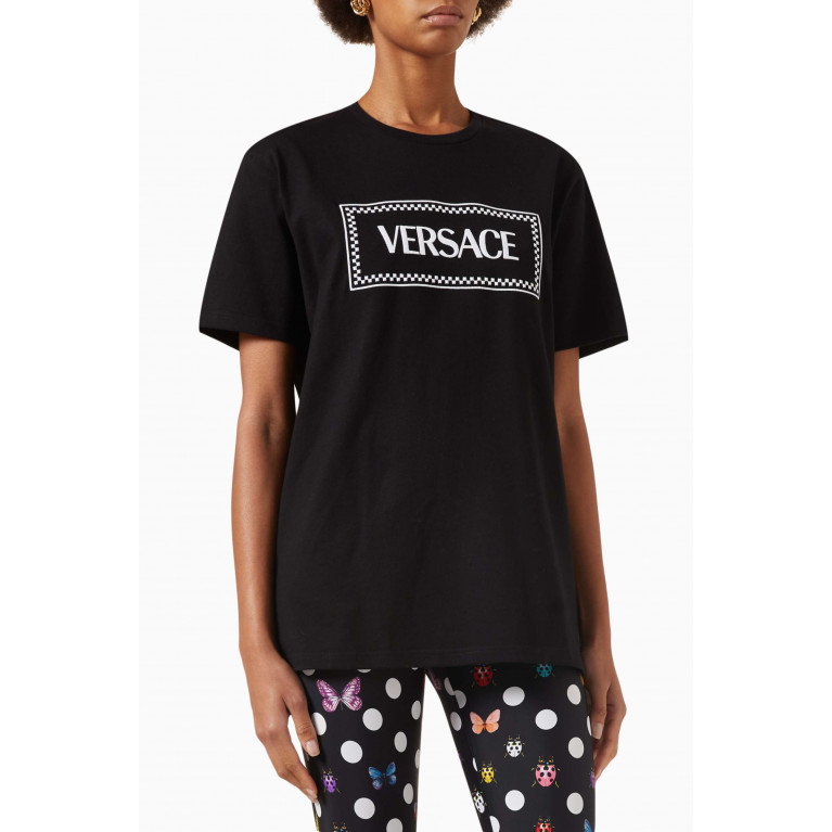 Versace - Embroidered Logo T-shirt in Cotton-jersey