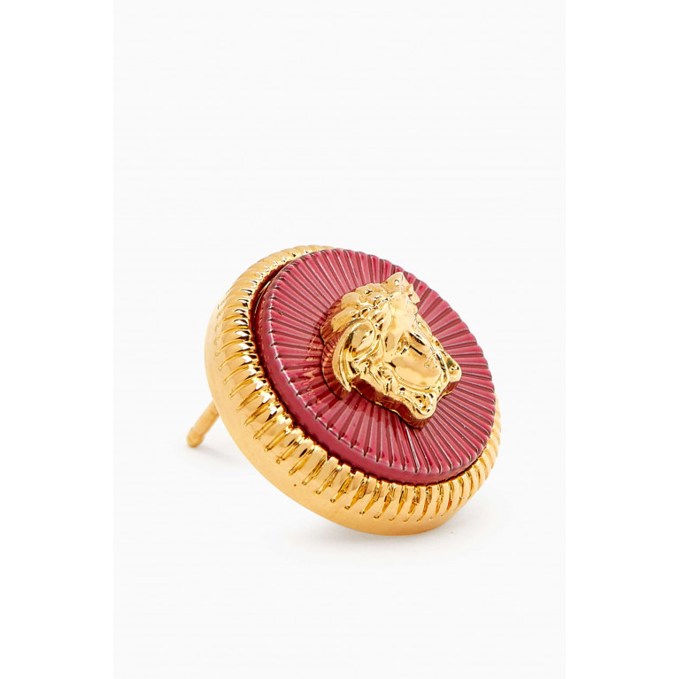 Versace - La Medusa Engraved Stud Earrings in Gold-plated Brass