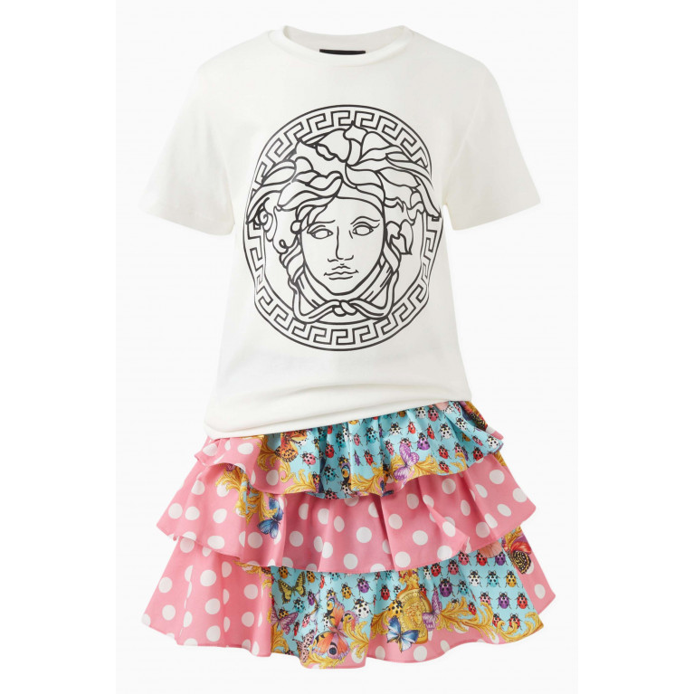 Versace - Graphic-print Greca Skirt in Cotton