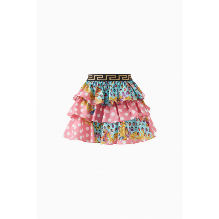 Versace - Graphic-print Greca Skirt in Cotton