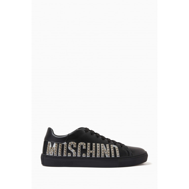 Moschino - Studded Logo Sneakers in Leather