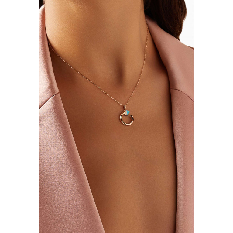 Marli - Cleo Venus Diamond & Turquoise Pendant Necklace in 18kt Rose Gold