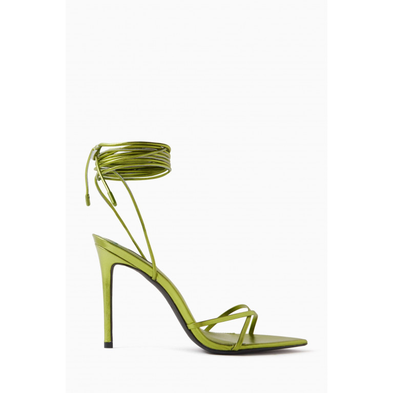 NASS - Tila 100 Strappy Sandals in Metallic Leather Green