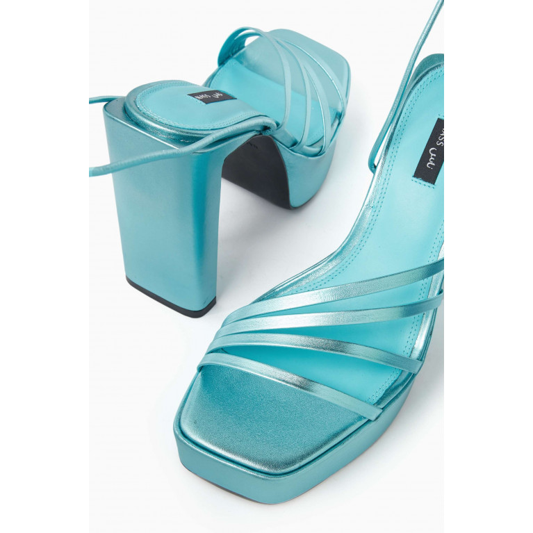 NASS - Sasha 125 Platform Sandals in Metallic Leather Blue