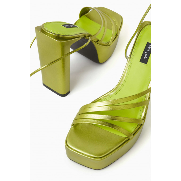 NASS - Sasha 125 Platform Sandals in Metallic Leather Green