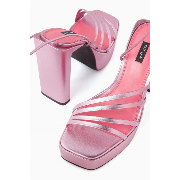 NASS - Sasha 125 Platform Sandals in Metallic Leather Pink