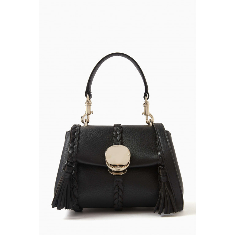Chloé - Mini Penelope Top Handle Bag in Calfskin Leather Black
